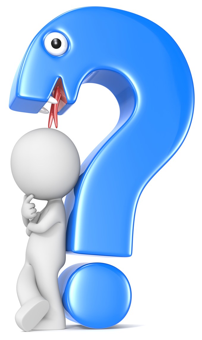 Tickling thoughts.Abstract Question mark-snake and Dude.